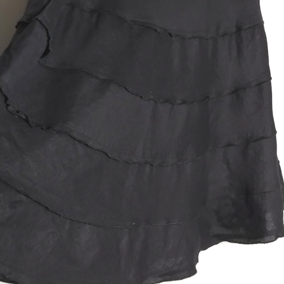 Soft Surroundings Linen Tiered Skirt Black PM Petite Medium - Picture 2 of 7